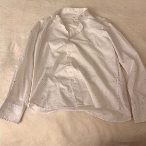 Zara White Men's Shirt with Dotted Pattern